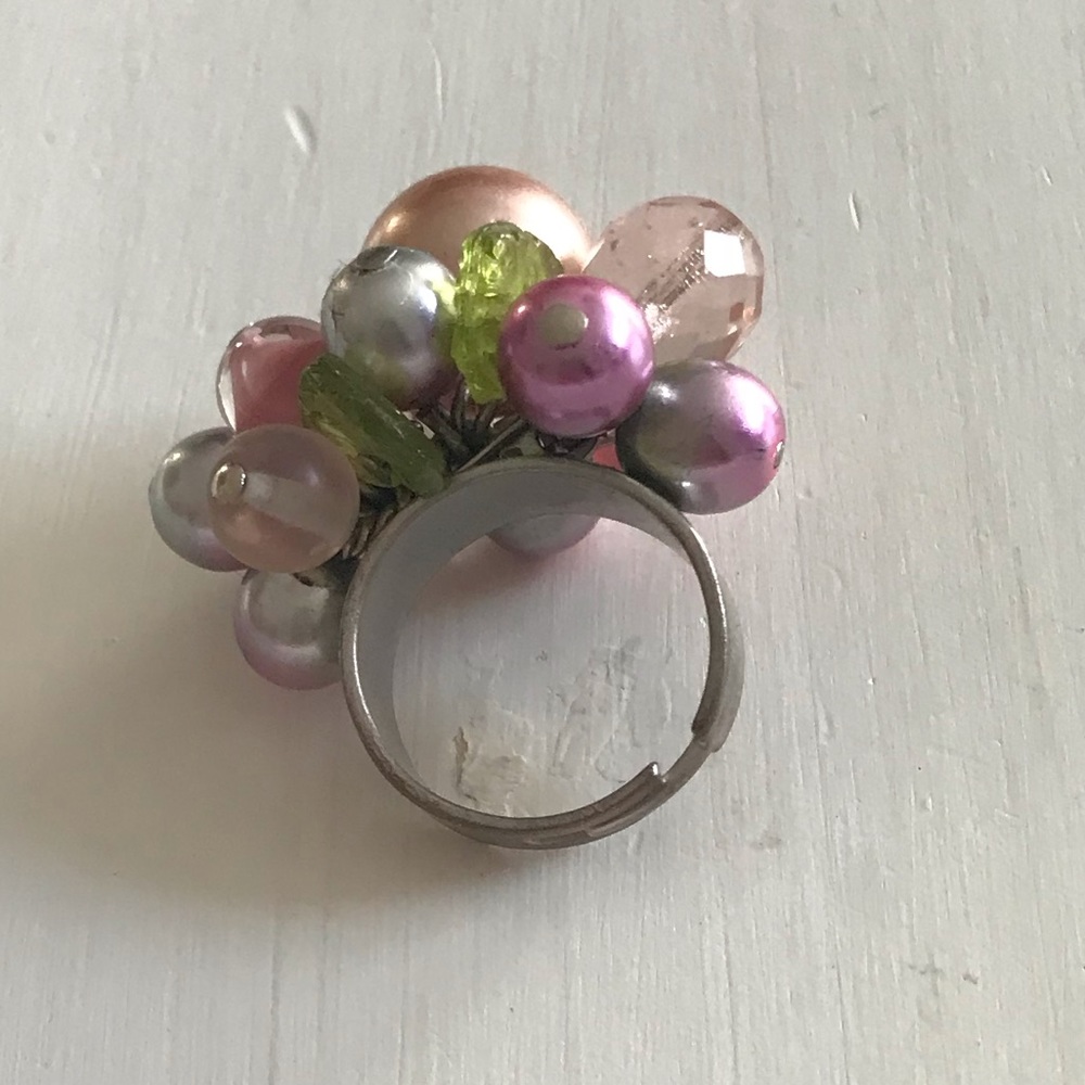 Beaded Pink Pastels Cocktail Ring
